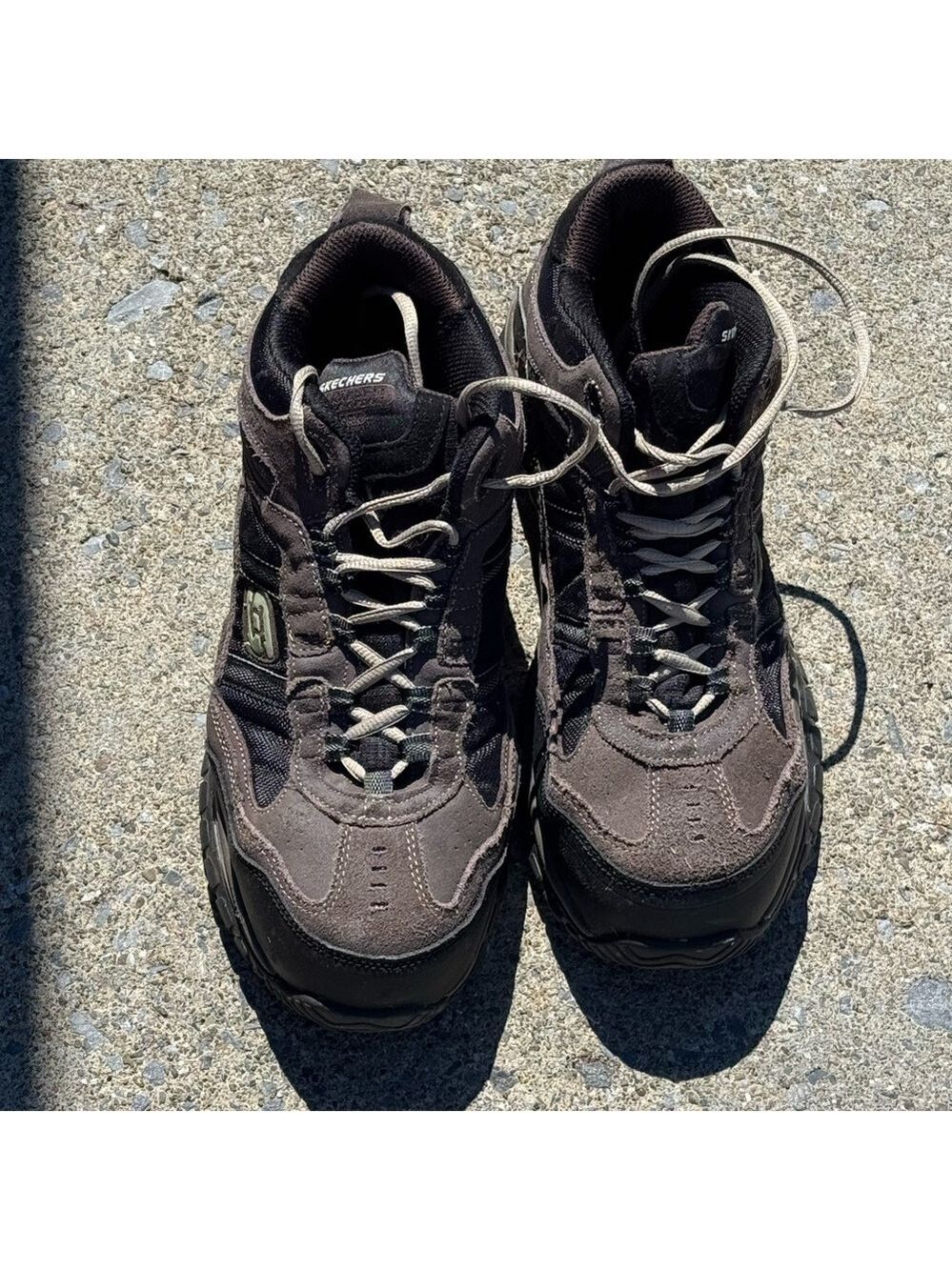 Skechers Mens Dark Brown and Black Athletic Shoes Size 9